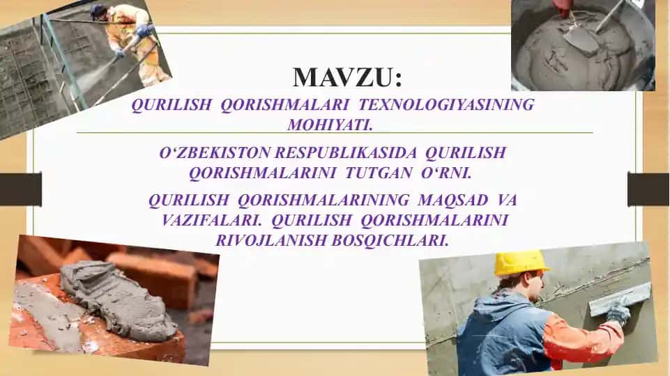 Qurilish Qorishmalarini Texnologiyasi
