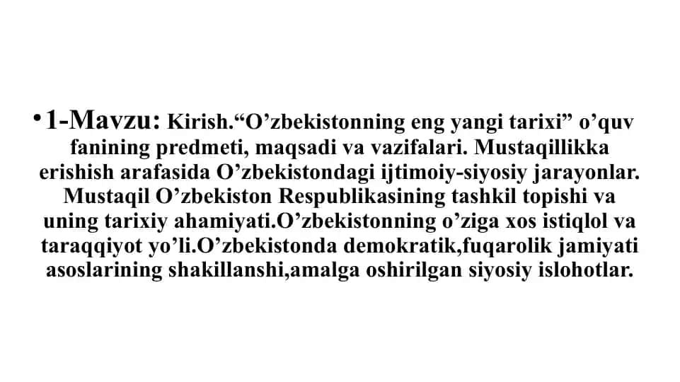 O'zbekistonning eng yangi tarixi
