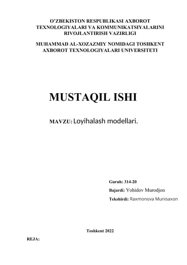 Loyihalash modellari