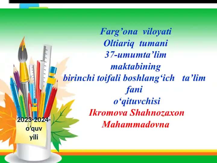 4-sinf Matematika Taqdimoti
