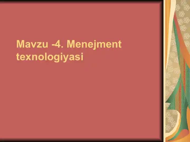 Menejment texnologiyasi