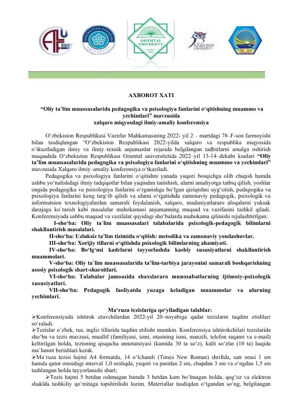 Xalqaro Pedagogika va Psixologiya Konferensiya