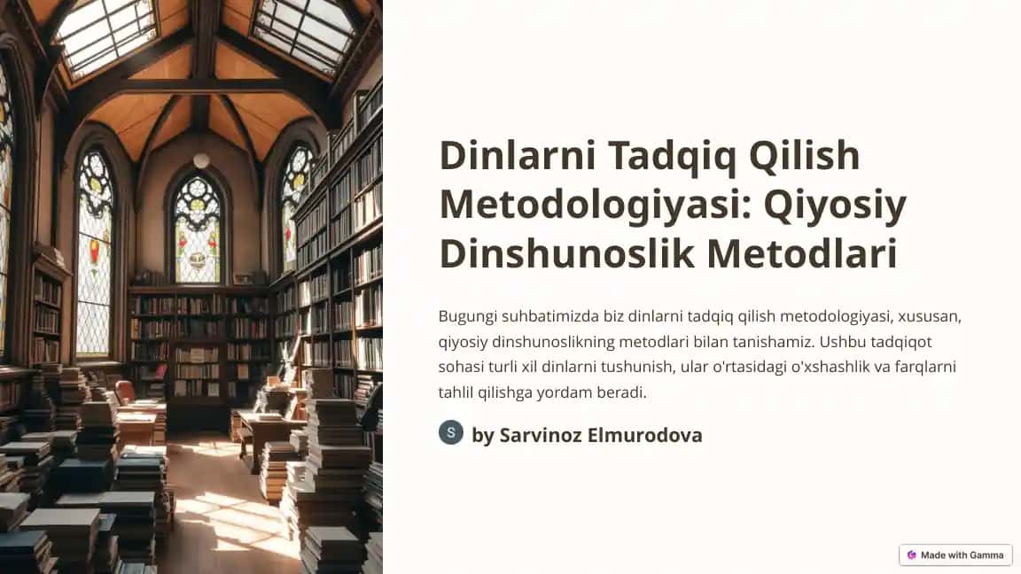 Dinlarni Tadqiq Qilish Metodologiyasi: Qiyosiy Dinshunoslik Metodlari