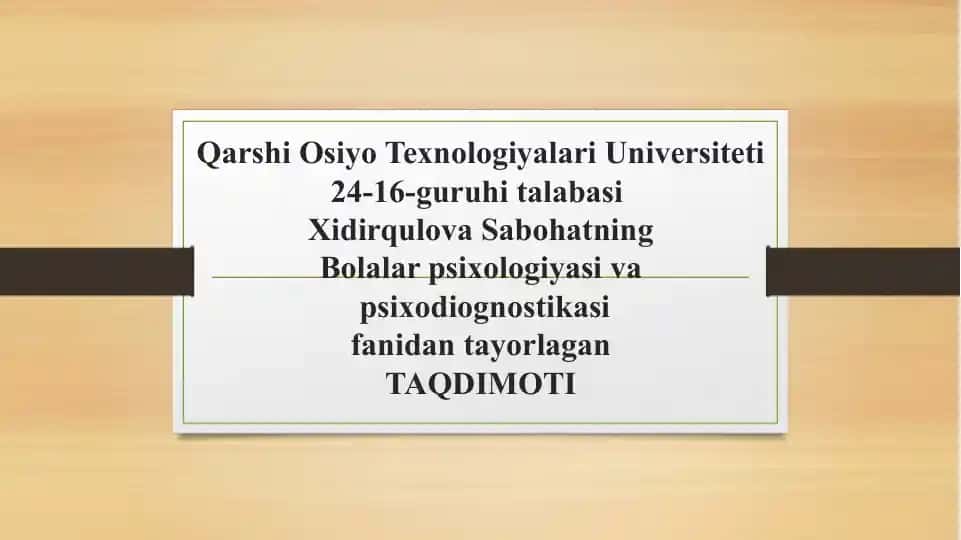Diqqatni Diagnostika Qilish Metodlari