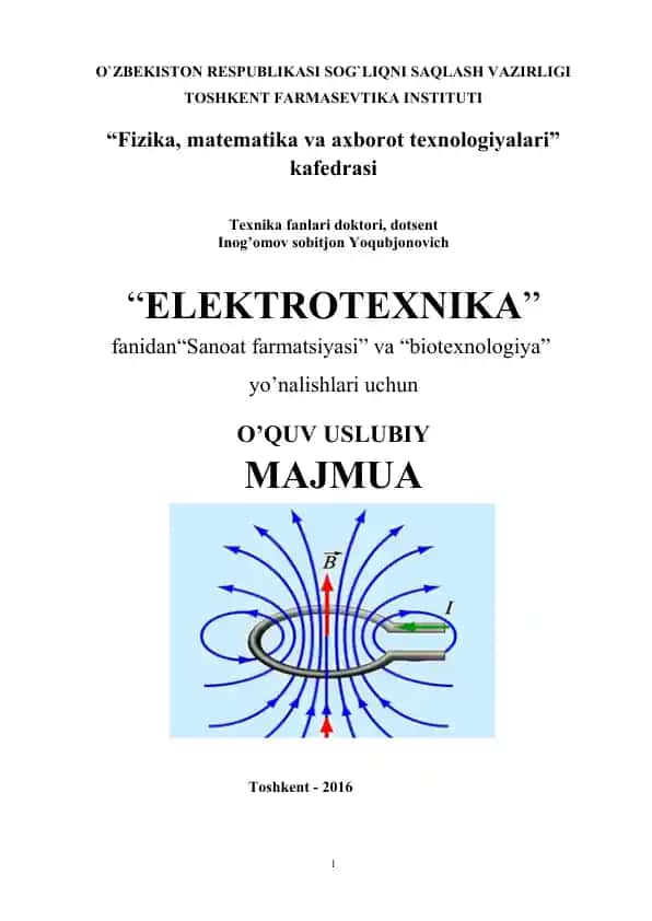 O'zbekiston Respublikasi Sog'liqni Saqlash Vazirligi Toshkent Farmasevtika Instituti