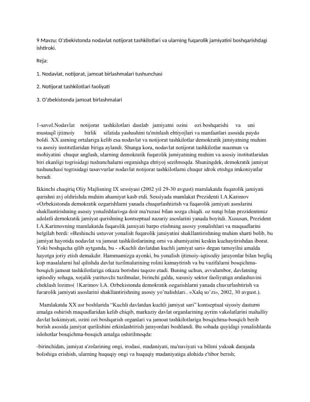 Nodavlat va Notijorat Tashkilotlari O‘zbekistonda