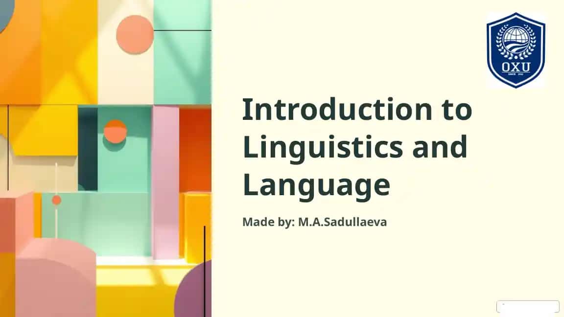 Introduction to Linguistics and Language