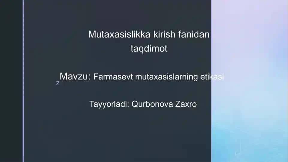 Farmasevt mutaxasislarining etikasi