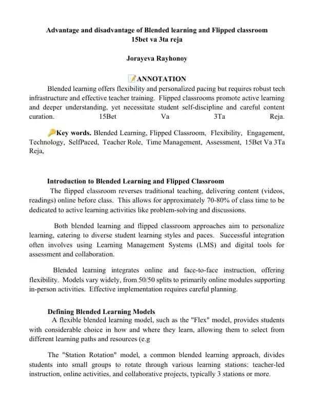 Blended learning and Flipped classroom