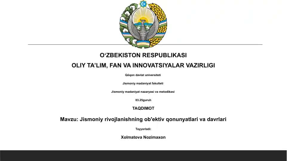 Jismoniy rivojlanishning ob'ektiv qonunyatlari va davrlari