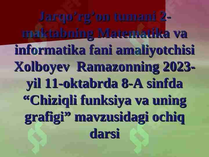 Chiziqli funksiya va uning grafigi