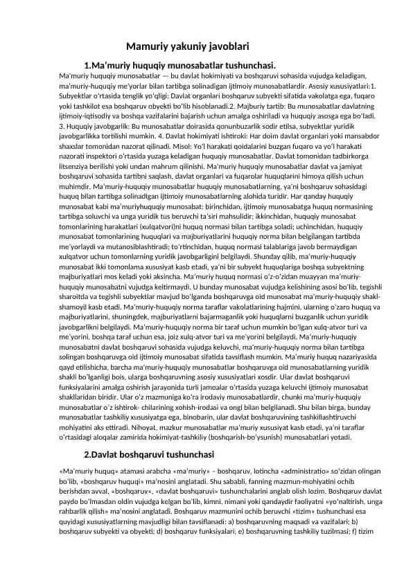 Ma’muriy yakuniy javoblari