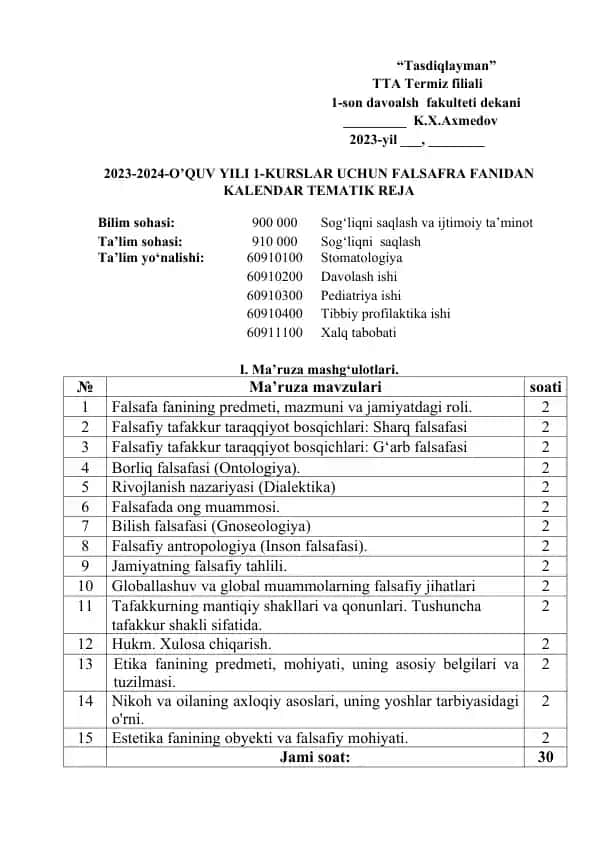 Falsafra fanidan kalendar tematik reja