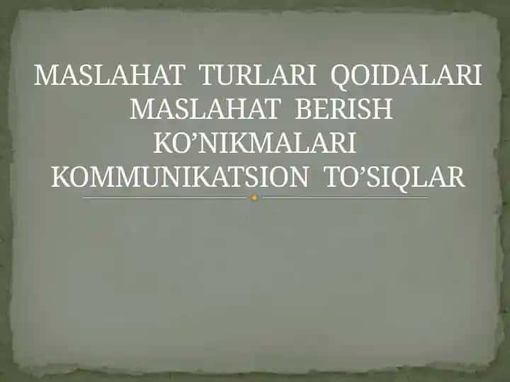 Psixologik maslahat bermoq