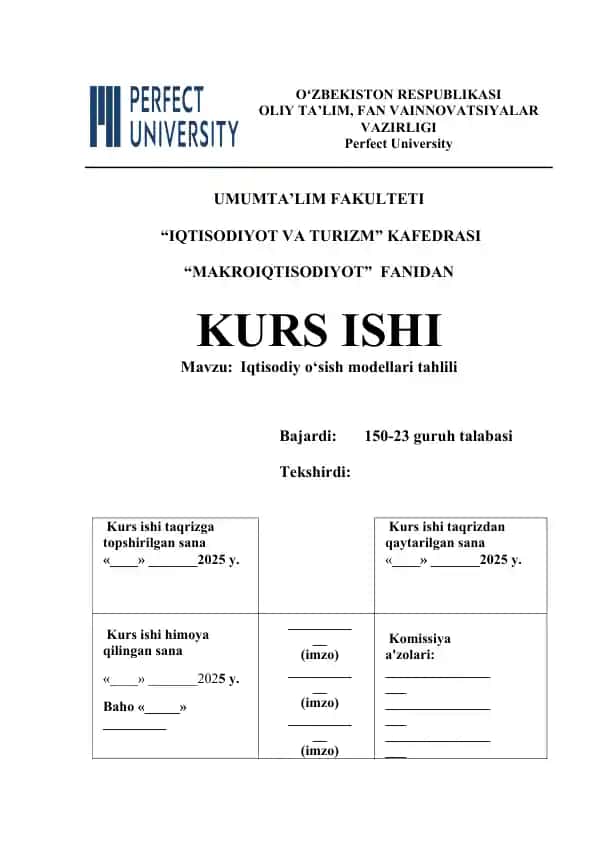 Iqtisodiy o‘sish modellari tahlili