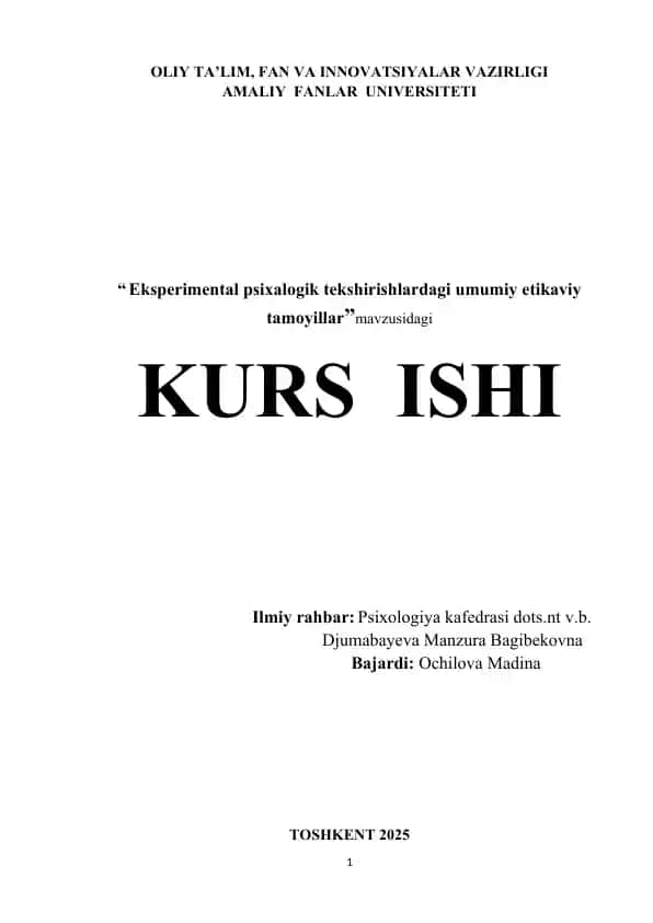 Eksperimental psixalogik tekshirishlardagi umumiy etikaviy tamoyillar