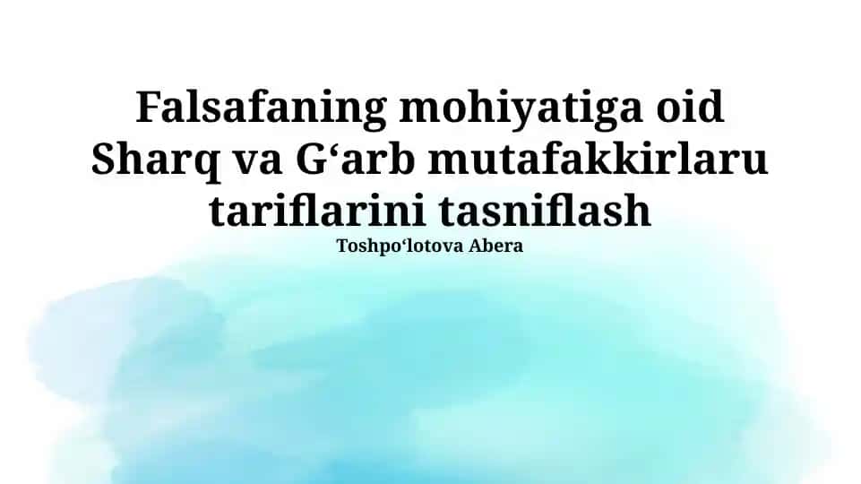 Sharq va G'arb falsafalari