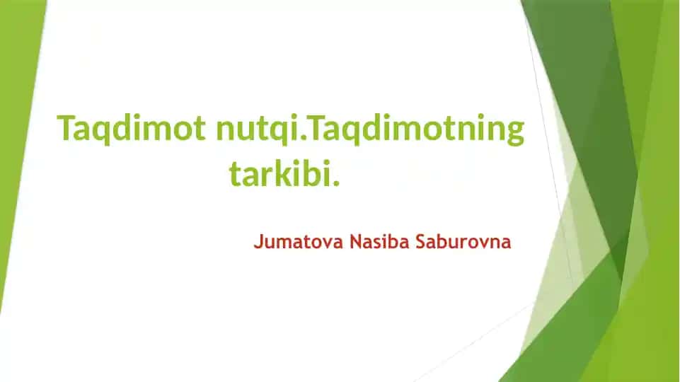 Taqdimotlar haqida umumiy ma`lumotlar