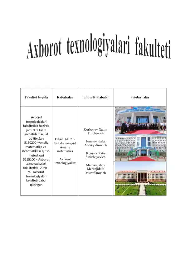 Axborot texnologiyalari fakulteti