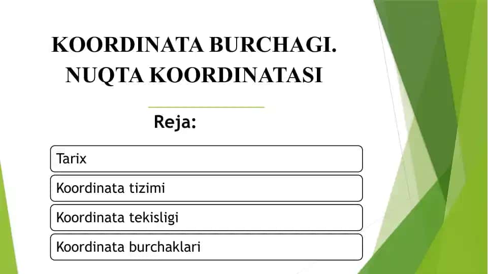 Burchoq va koordinatalar