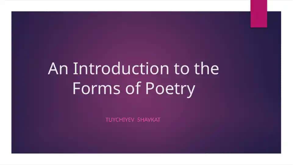 An Introduction to the Forms of Poetry