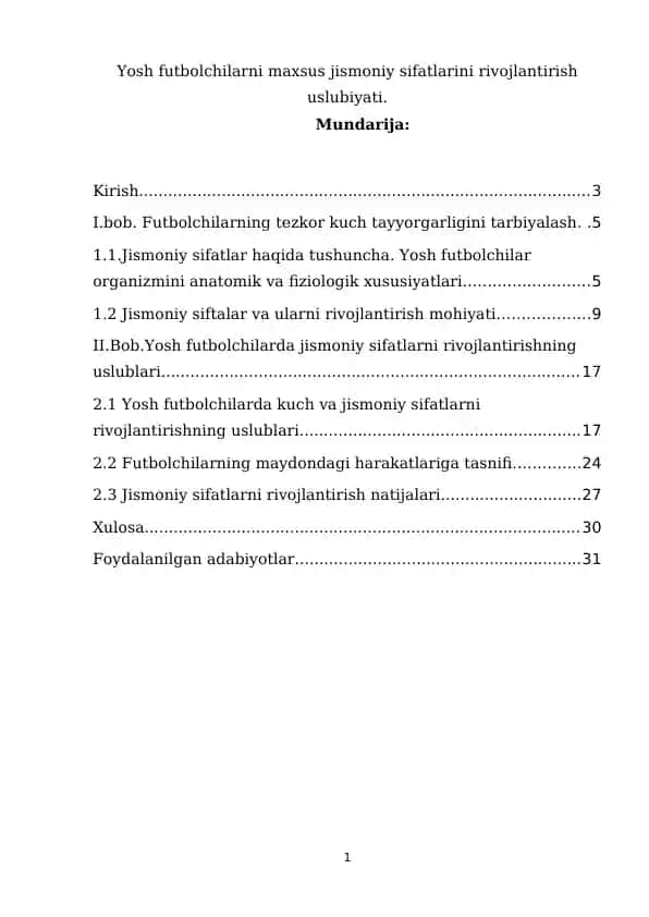 Yosh futbolchilarni maxsus jismoniy sifatlarini rivojlantirish uslubiyati.