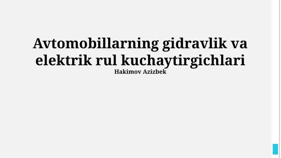 Avtomobillarning gidravlik va elektrik rul kuchaytirgichlari