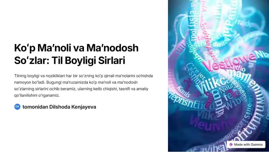 Koʻp Maʼnoli va Maʼnodosh