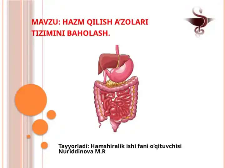 Hazm a’zolari tizimini baholash