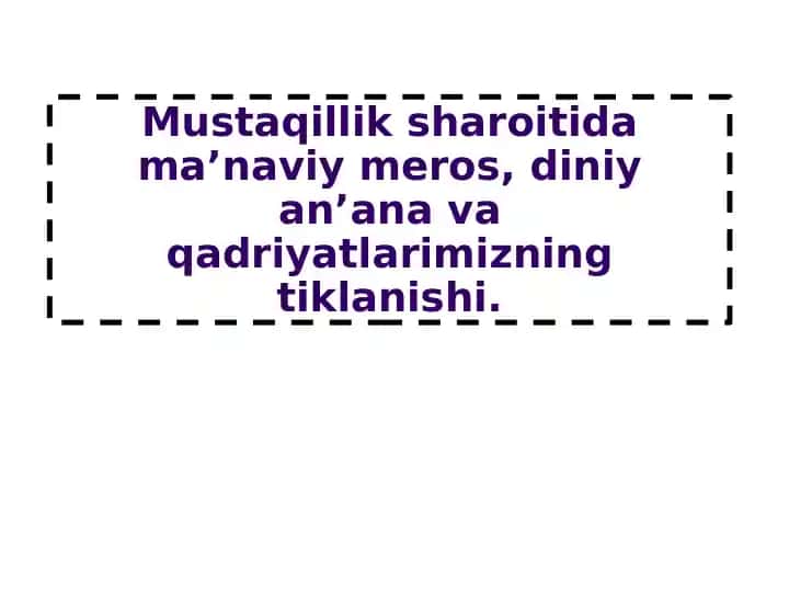 Ma'naviy merosning tiklanishi