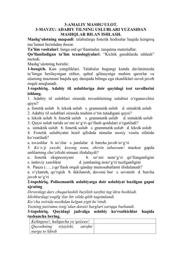 Adabiy Tilning Uslublari
