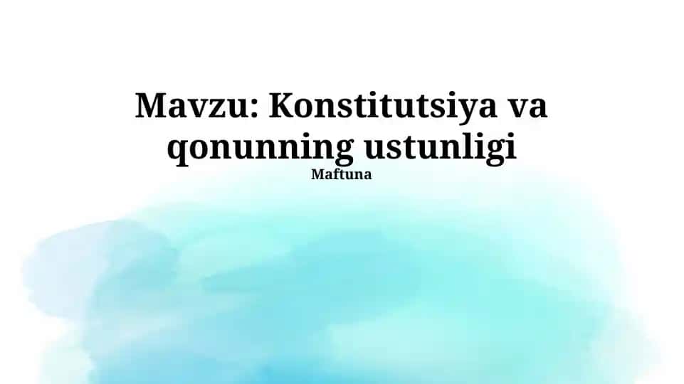 Konstitutsiya va qonunning ustunligi