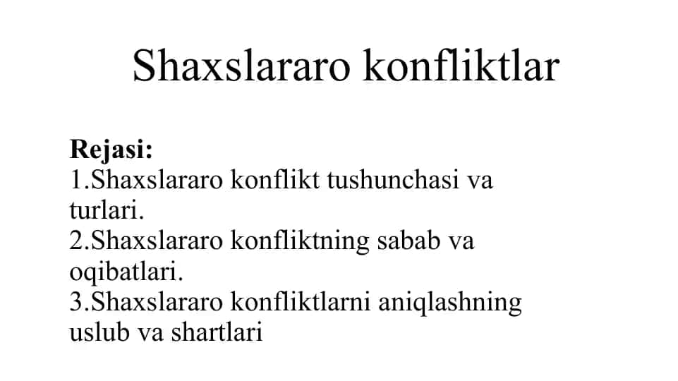 Shaxslararo konfliktlar