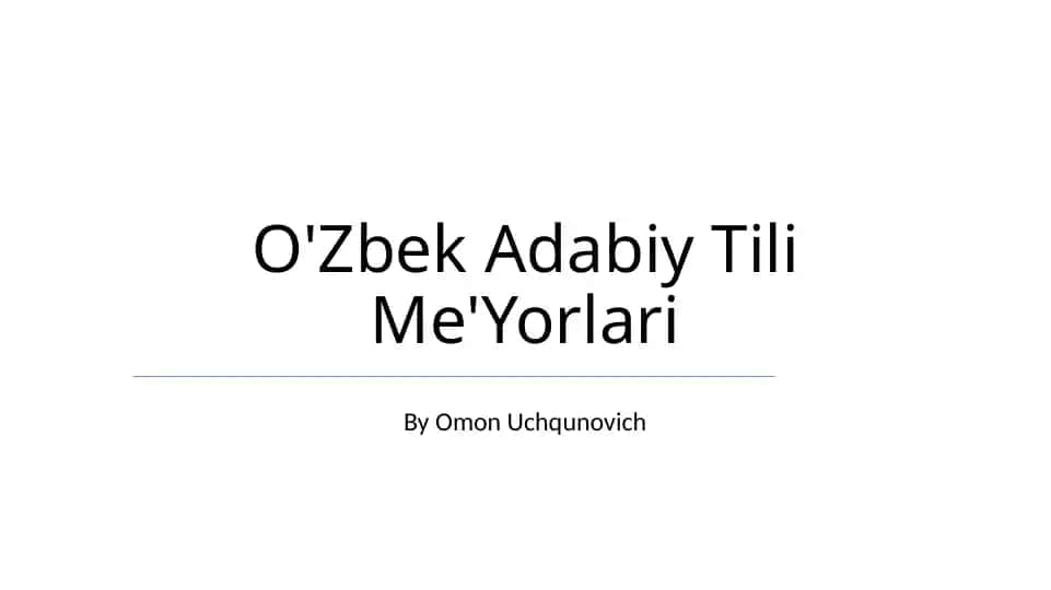 O'zbek Adabiy Tili Me'Yorlari