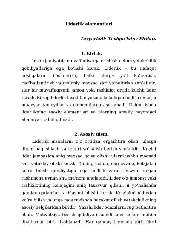 Liderlik elementlari
