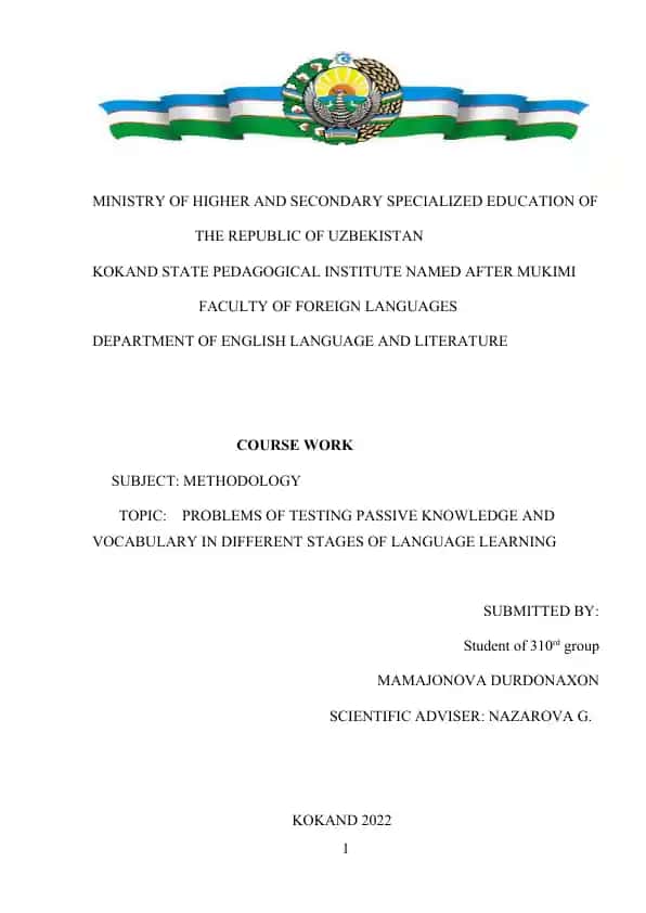 Problems of Testing Passive Knowledge and Vocabulary in Different Stages of Language Learning