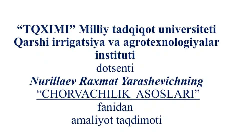 CHORVACHILIK ASOSLARI