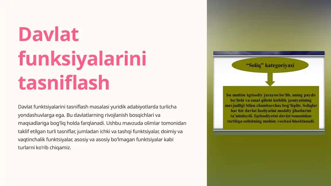 Davlat funktsiyalarini tasniflash
