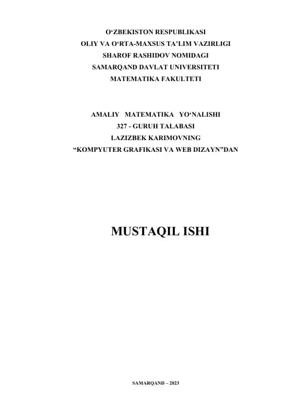 "Kompyuter grafikasi va Web dizayn"