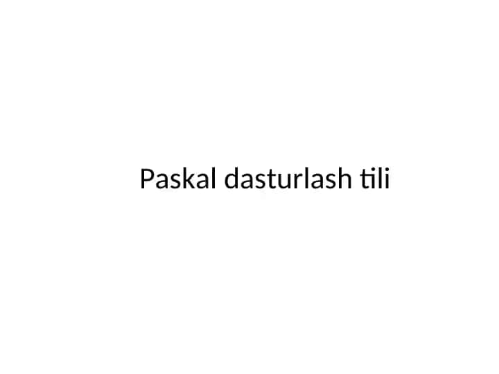 Paskal dasturlash tili