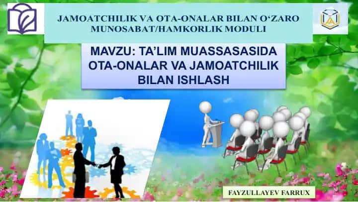 Maktabning Ota-Onalar va Jamoatchilik Bilan Ishlash Moduli