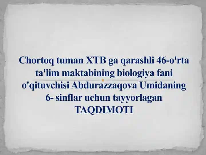 Biologiya fanida laboratoriya mashg'uloti uchun TAQDIMOT