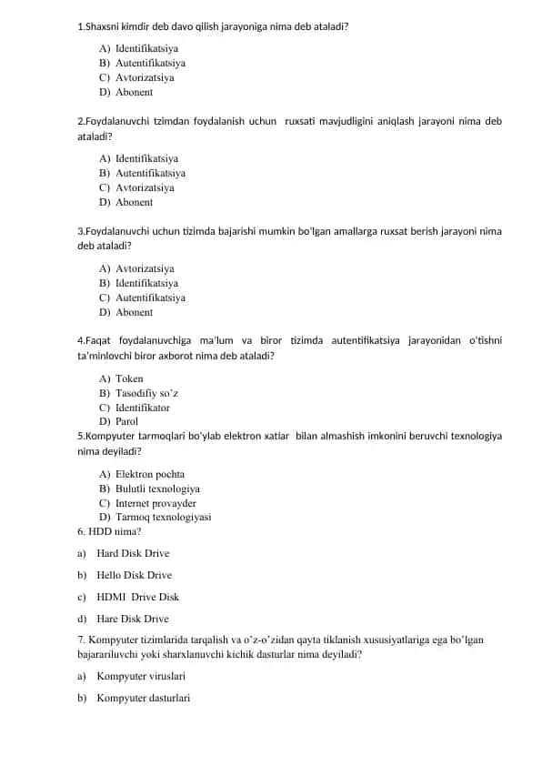Kompyuter tarmoqlari va texnologiyalari