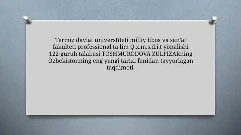 Òzbekiston Respublikasi Przidentlik institutini tashkil etilishi va I.A.Karimovni prezident etib tayinlanishi