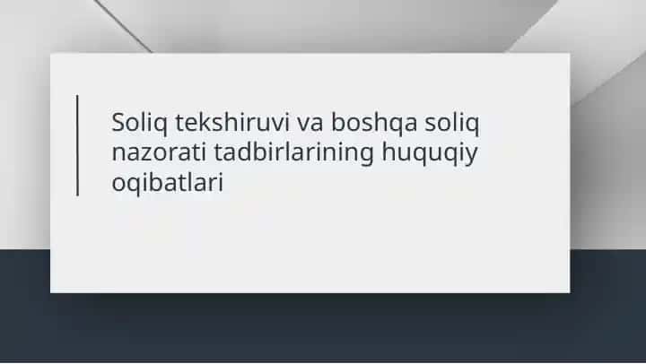 Soliq tekshiruvi va boshqa soliq nazorati tadbirlarining huquqiy oqibatlari