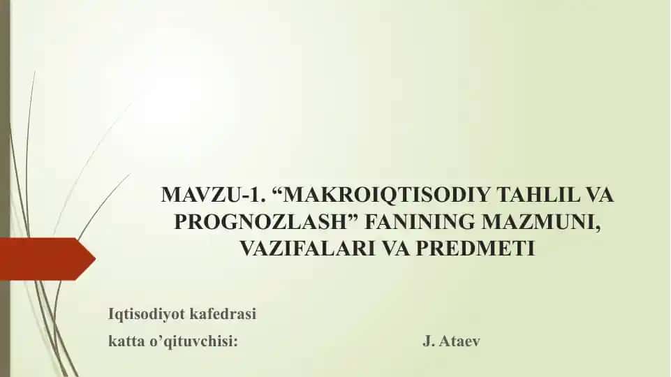 Makroiqtisodiy tahlil va prognozlash