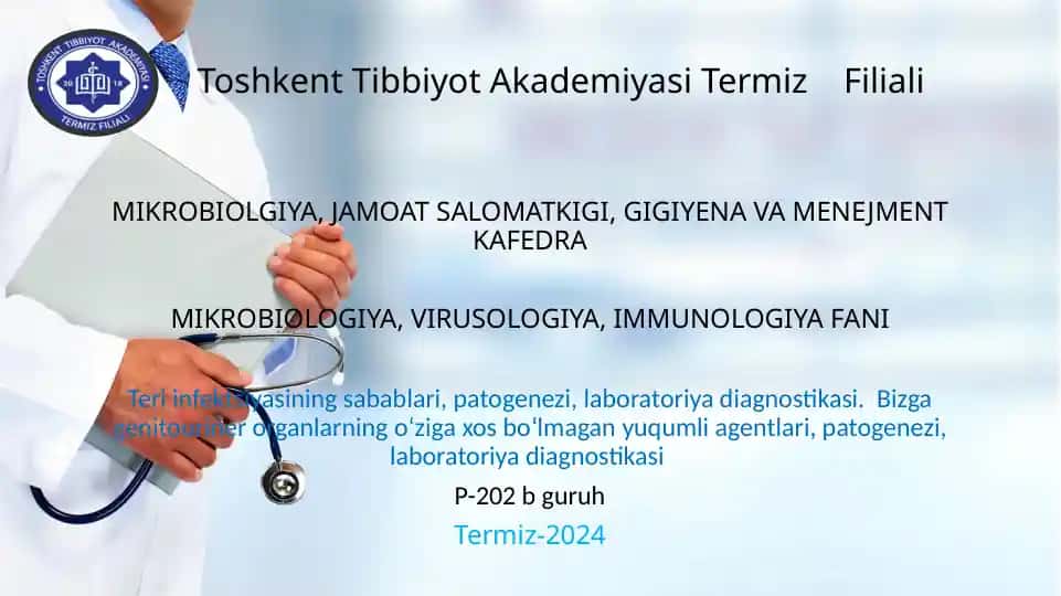 Teri infektsiyasining sabablari, patogenezi, laboratoriya diagnostikasi