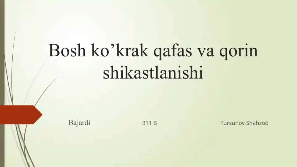 Ko’krak qafas va qorin shikastlanishi