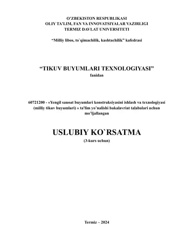 Ustki kiyim yoqasiga ishlov berish