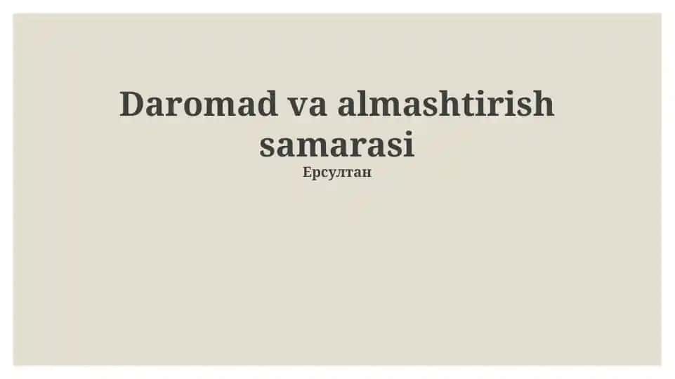 Daromad va almashtirish samarasi